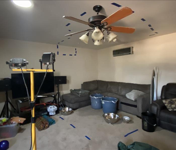 storm damage to living room